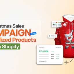 Christmas sales campaign on Shopify featuring personalized products like custom Santa hoodies using Inkybay product designer app