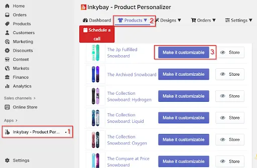 inkybay product personalizer app (shopify) interface