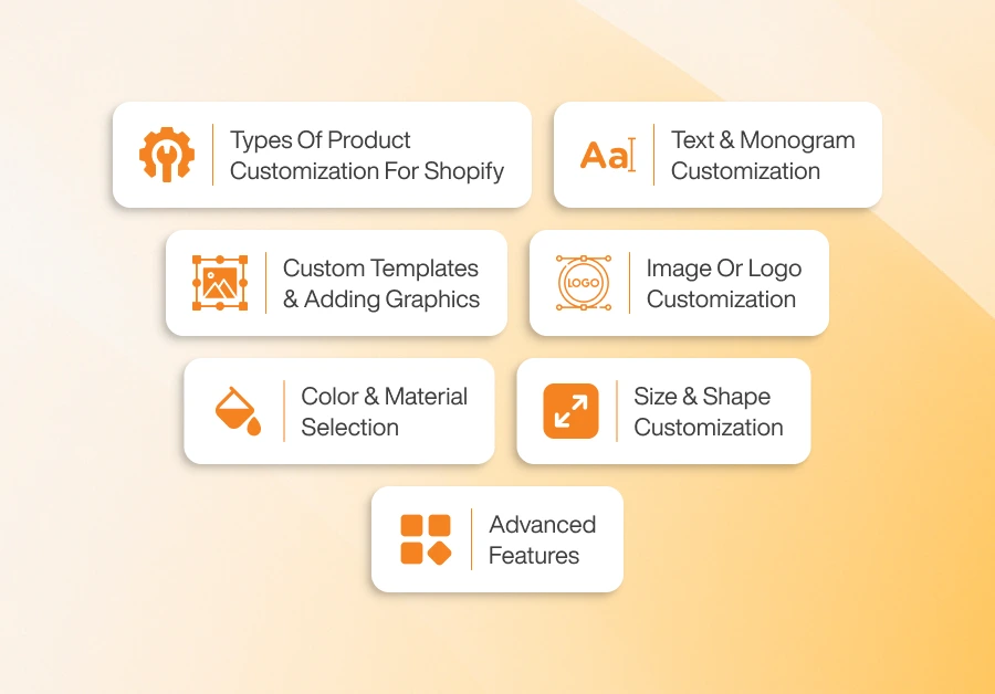 types of product customization for shopify