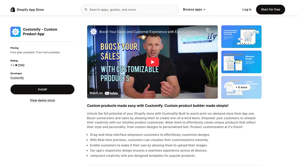 customify custom product options