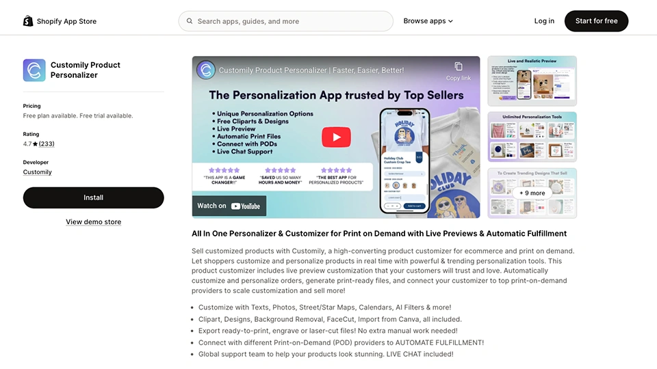 customily product personalizer for shopify