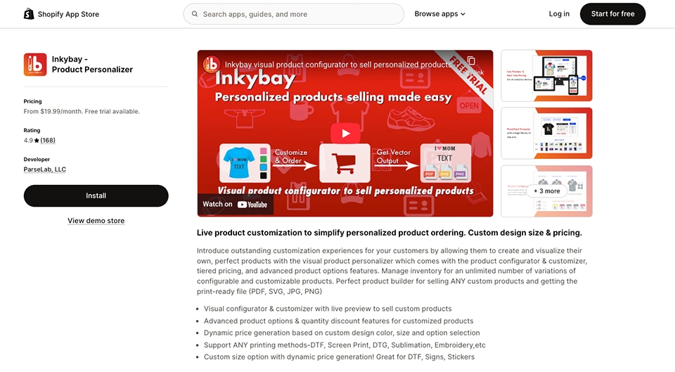 inkybay product perosonalizer on shopify app store