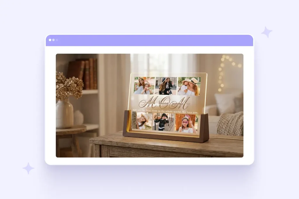Custom personalized LED photo plaque gift for Mother's Day